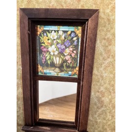 Unbranded Chateau Flower Bouquet Dollhouse Miniature Stained Glass Window Film