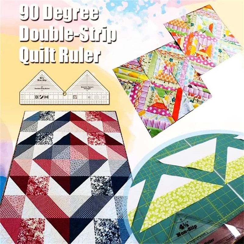 WBTY 45/60/90 Degree Double Strip Ruler, Double Strip Quilting Ruler,