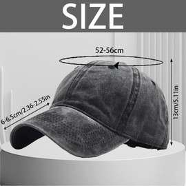 AUNGKWANG Boys Girls Baseball Cap, Children's Baseball Cap, Washed, Pure Cotton, Plain Colour, Adjustable Baseball Cap, black, 54-60