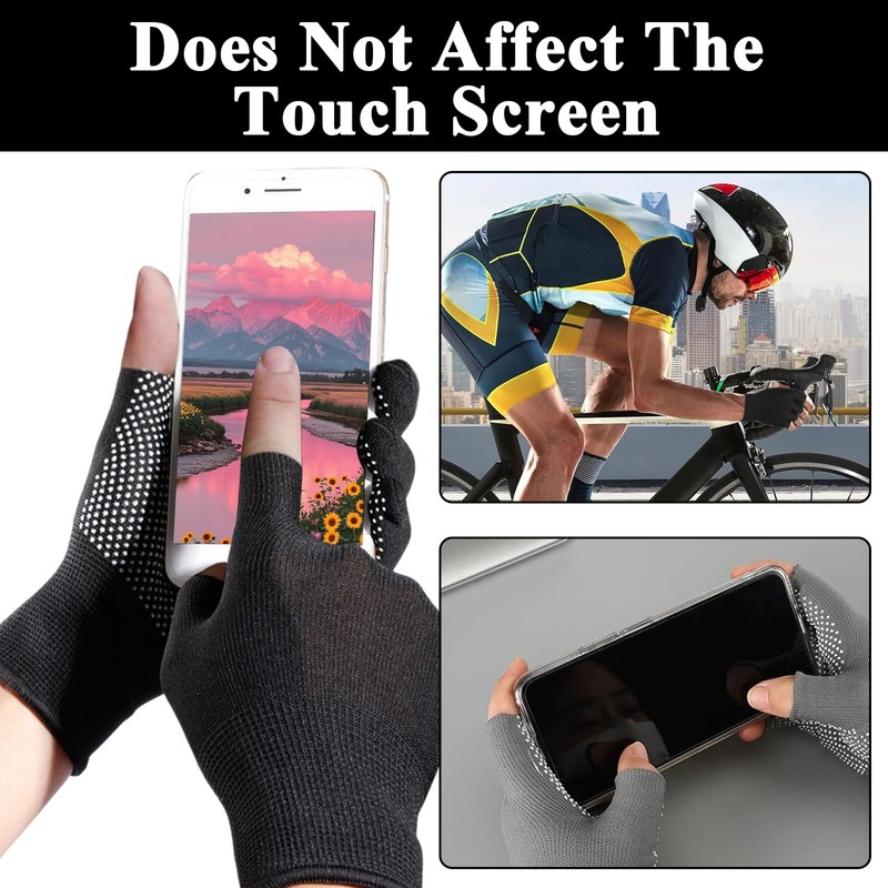 GMHLLES 6 Pairs Fingerless Work Gloves Mens Fingerless Gloves Anti-Slip
