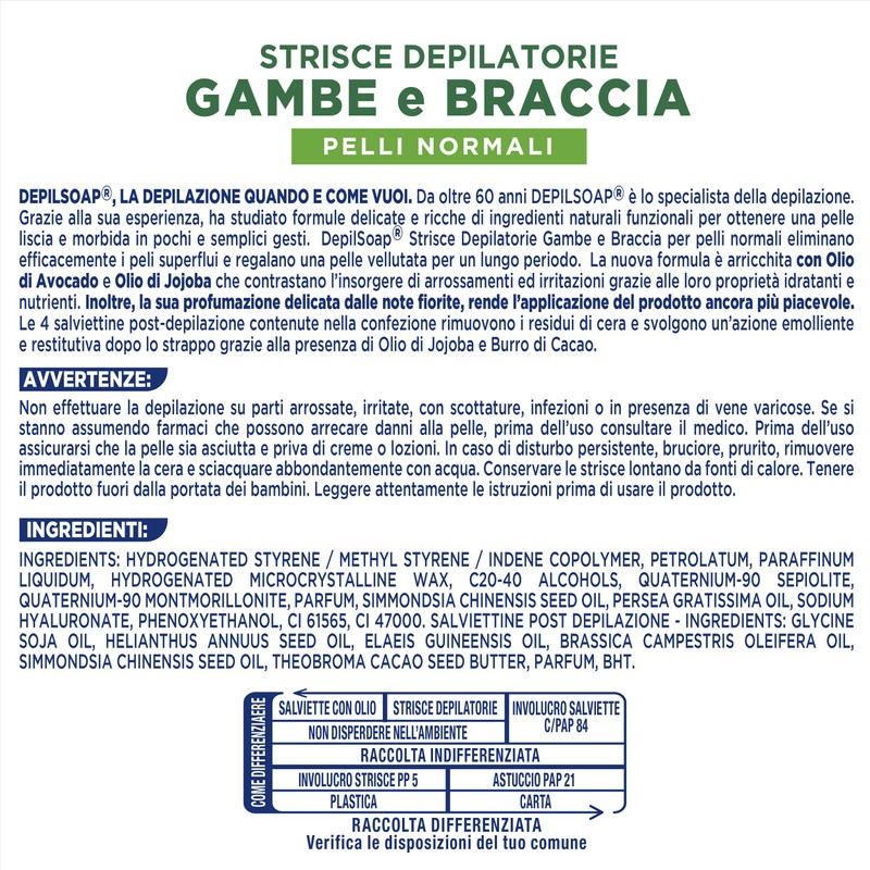 Depilsoap® – Strisce Depilatorie Corpo Per Pelli Normali – 20