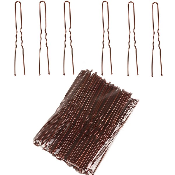 Bobby Pins Hair Pins Metal Hair Pin Girls Hair Accessories Bun Pins 50 Pieces Ideal for All Hair Types (U-Brown)