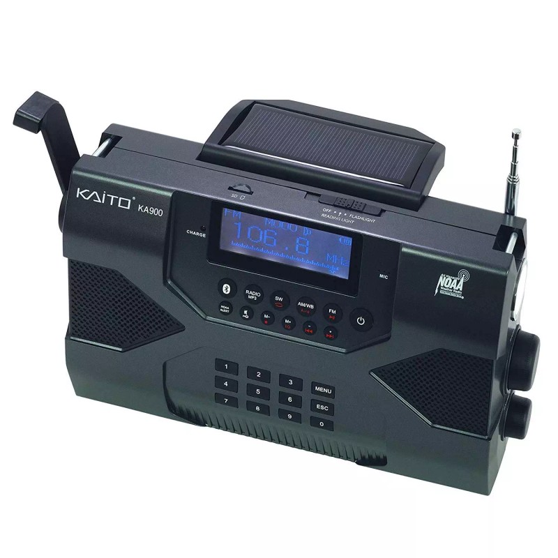 Kaito KA900 Digital Solar Crank NOAA Weather Stereo AM FM