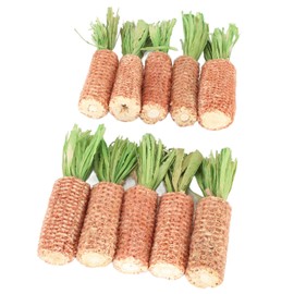10Pcs Hamster Corn Cob Toy Carrot Shaped Teeth Grinding Corn Cob Chew Toy for Hamster Guinea Orange Large for Hamsters and But Also for Guinea and Birds (Green L Size)