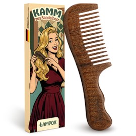 lampox Sandalwood Comb Medium Tooth Antistatic Wood Brush Wood Curling Comb Hair Comb for Wet or Curly Hair Natural Wood Comb Gentle & Nourishing