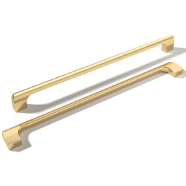monti hardware | 5 Pack Brushed Satin Gold 10 Inch Hole Center | Solid Metal Cabinet Handles Bathroom Home Decor Drawer Pulls | Stainless Metal Kitchen Cabinet Handles | Etna Collection