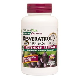 NaturesPlus Herbal Actives Resveratrol, Extended Release - 120 Tablets - Vegetarian, Gluten Free - 60 Servings