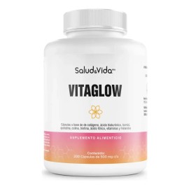Salud&Vida MX - Vitaglow | Biotina, Colágeno, Ácido Hialurónico y Queratina | Con 18 Ingredientes Activos | 200 Cápsulas | Complejo de Vi...