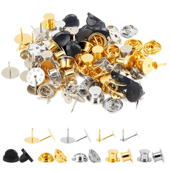 100PCS Pin Backs Locking, 3 Style Locking Pin Keepers Locking