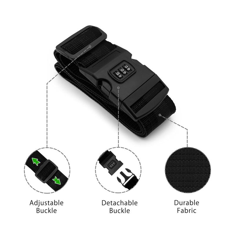 MyGadget Set of 4 Suitcase Straps Set with Combination Lock