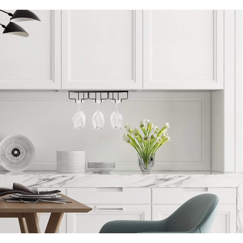 Nuovoware Wine Glass Rack, 2-Pack Under Cabinet Stemware Holder -