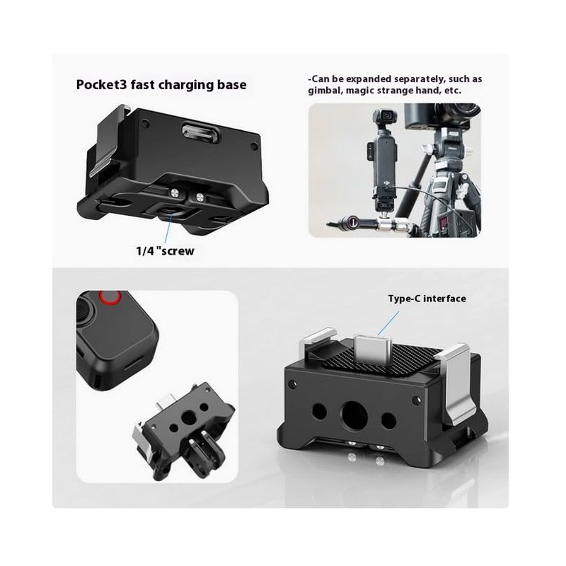 Osmo Pocket 3 Adapter Mount, Charging Base, Mount Adapter, Includes