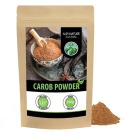 Carob powder (250g, 8.8oz), natural and vegan carob, gently dried and ground, dark carob powder without additives