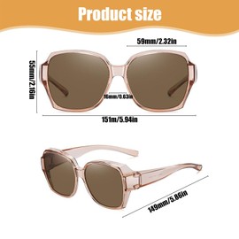dinghaole 2 Pcs Over Glasses Sunglasses Women, Trendy Round Cat Eye Sun Shades Cover, Polarised Oversized Frame Sun Glasses with UV400 Protection, Driving & Outdoor