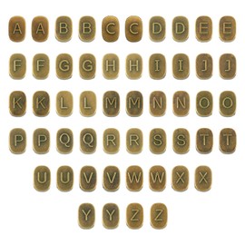 Boutigem 52Pcs Rectangle Letter Beads Antique Bronze Alphabet Spacer Beads Tibetan Alloy Slide Beads Crafts 11.5x7.5x5mm for DIY Bracelet Necklace Keychain Making Decoration