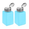 HARFINGTON 2pcs Solvent Alcohol Dispenser 200ml(6.8oz) Nail Polish Remover Push Down Liquid Dispenser Pump Bottle with Stainless Steel Press Head for Acetone Cleanser Polish Remover, Blue