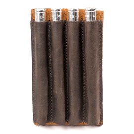 MG Leather Work PICCOLO Trumpet Pipes Holder GENUINE LEATHER Crazy Horse leather case for piccolo trumpet parts Piccolo trumpet pipes leather pouch with magnetic clasp (Dark Brown)