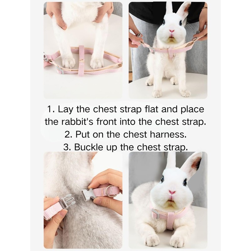 Adjustable Rabbit Harness Leash Bunny Harness for Pet Walk Running