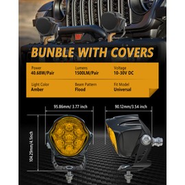 2025 New Upgrade LED Pods 2PCS Yellow LED Flood Lights Offroad Fog Bumper Light for Jeep Chevy Ford Dodge Truck Pickup Van SUV ATV UTV Boat Tractor Mower