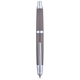 Jinhao 10 Series Press Fountain Pen Brushed Matt Gray Retractable Fine Nib with Ink Converter and Metal Pen Box Set (Silver Clip Version)