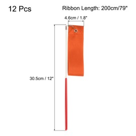 sourcing map 12PCS Red-Orange Dance Ribbon, Gymnastics Ribbon Twirling Ribbons for Birthday Party Streamers Decoration,6.6Ft Circus Carnival Ribbon with Sticks Wands