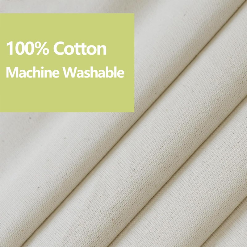 YISURE Beige Cotton Shower Curtain 72x84 Inch, Natural Extra Long