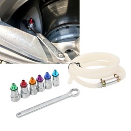 Kit de Llave de Purga de Frenos , Caucho Met¨¢lico , 6 Adaptadores , 1 Manguera de Drenaje , Universal , para Coche , SUV , Cami¨®n Ligero , Motocicleta