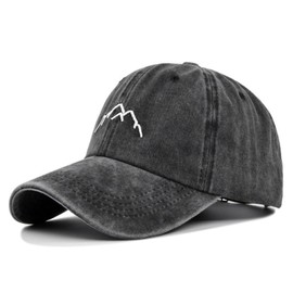 Mountain Embroidered Baseball Cap, Adjustable Men's Baseball Caps Made , Lightweight and Breathable Baseball Caps Mens for All Seasons, Sun and Wind Protection (UK, Numeric, 5 1/8, 5 3/8, black)