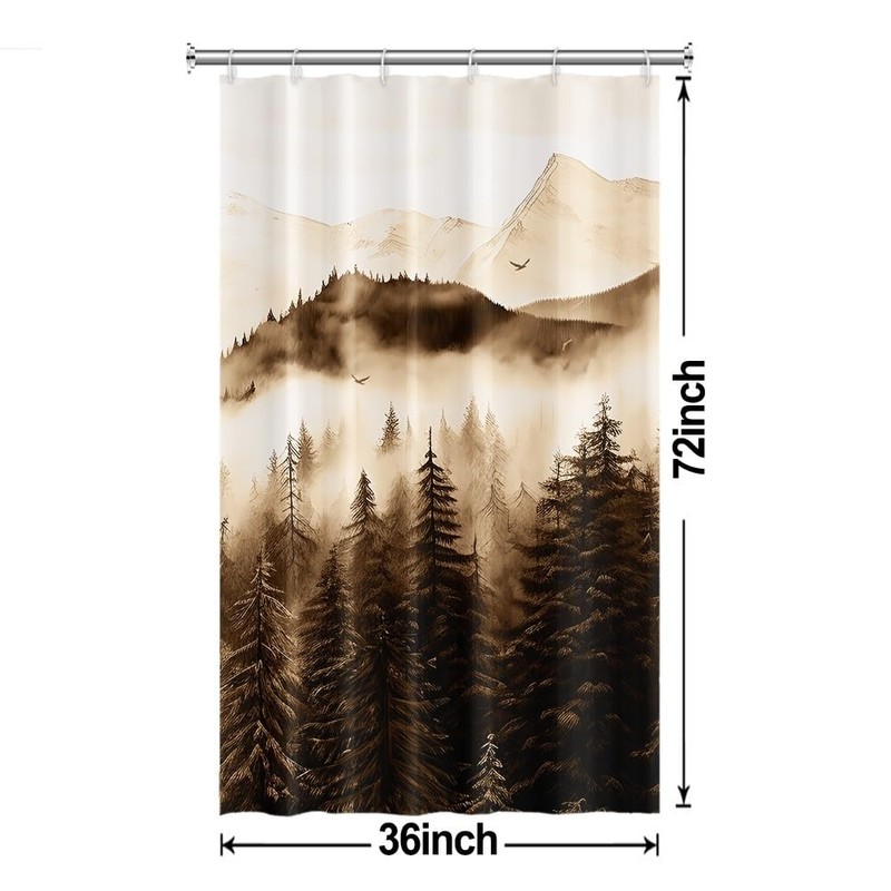 Ruelvth Stall Shower Curtain, Small Mountain and Forest RV Shower