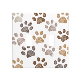 Moslion Brown Gray Paw 2-Gang Toggle Wall Plate Cat Dog Animal Footprint Pet Light Switch Covers for Kitchen Bathroom Men Women, LIGHTING-01