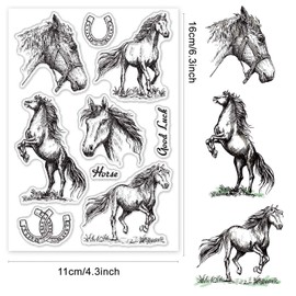craspire Horses Clear Stamps Horses U-Shaped Hooves Transparent Silic1 Stamp Rubber Stamp for Scrapbooking Birthday Photo Album Thanksgiving Card Making 4.3 x 6.3 x 0.1 Inches