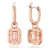 Aretes Plata Largos Oro Gema Rosa Y Diamantes Elegancia