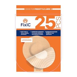 Fixic Libre 3 Adhesive Patches, Upgraded with Pad and Wave Glue, TAN