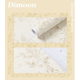 Ismoon Floral Peel and Stick Wallpaper Beige Contact Paper Vintage French Removable Self-Adhesive Wallpaper 17.3''x393''Botanical Contact Paper for Cabinets Thickened Waterproof Bedroom Vinyl Roll