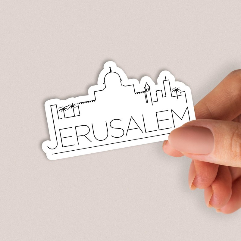 Squiddy Jerusalem Isreal Skyline - Vinyl Sticker Decal for Phone,