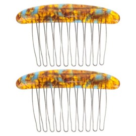 2Piezas Peineta Francesa Lateral Pequeña Con DiseñO Carey Peinetas Francesas Para MoñO Pinzas Cabello SujecióN Fuerte Decorativas Para Mujeres MoñO Recogido Accesorios Cabello Niñas3.3x1.9In