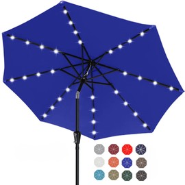 ABCCANOPY Solar Led Patio Umbrellas with 32LED Lights 11FT (Blue)