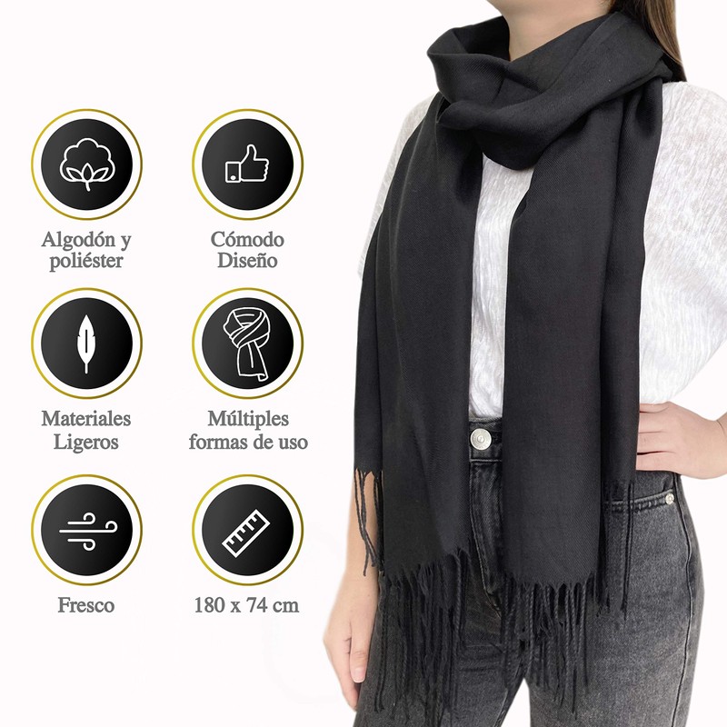 Vedicci Pashmina para Mujer con Acabado Suave y Ligero -