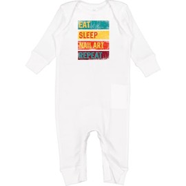 inktastic Nail Tech Eat Sleep Nail Art Repeat Baby Romper Coveralls Newborn White 3b6f3
