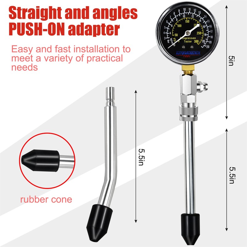 AutoWanderer Tool Engine Compression Tester Automotive, 8Pcs Small Engine Compression