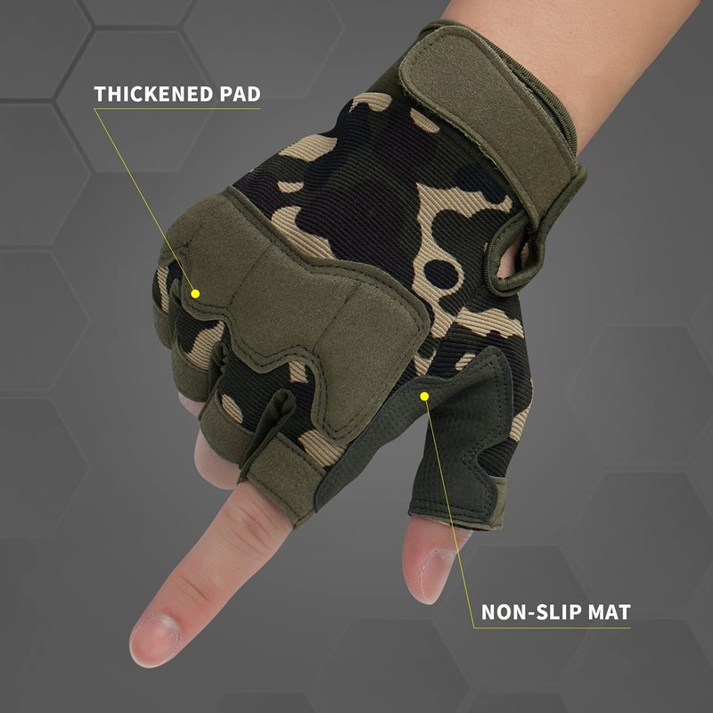 FIORETTO Fingerless Gloves for Airsoft Shooting Half Finger Hunting Hiking