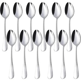 HANSGO Teaspoons Stainless Steel, 6 Piece Dinner Spoons Set 6.7 inches Dessert Spoons Use for Home, Kitchen or Restaurant - Color: 12
