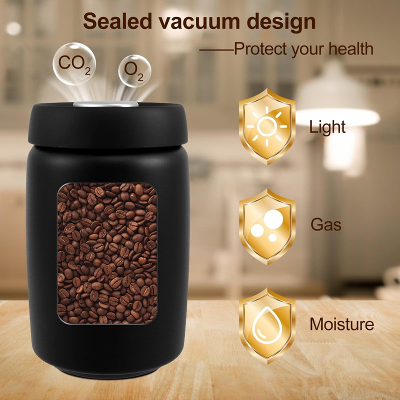 Abizarch 1200ml Coffee Vacuum Canister Airtight Coffee Canister Stainless Steel