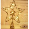 Christmas Star Tree Topper, 10.0 in Gold Glittered Star Tree