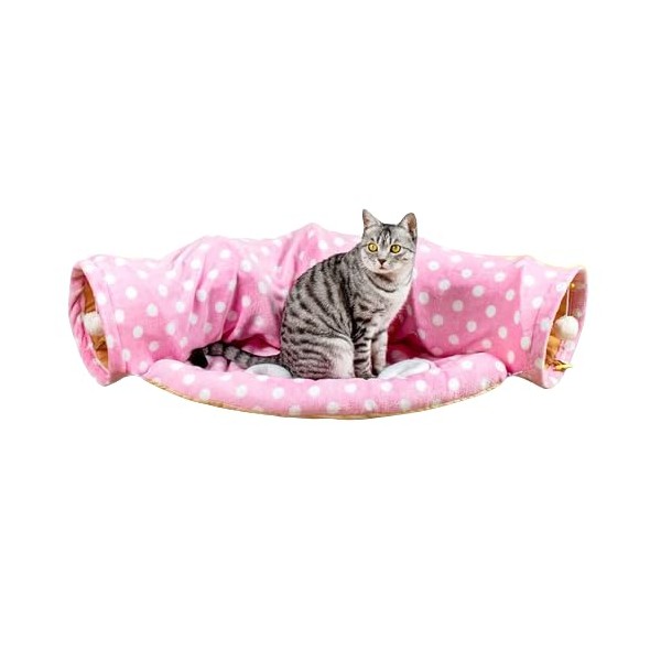 Zacal Pet Tunnel With Bed | Soft Plush Cave Toy