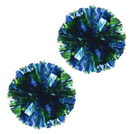 ZEALMAX 1 Pair Cheerleading Pom Poms Sports Party Accessories for Dance Sports Cheering Children Adults,Blue+Green