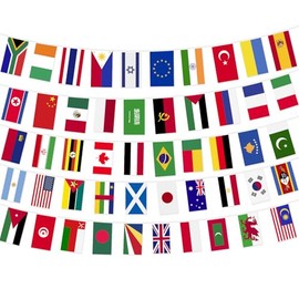 50 Different Countries Flags String Banner, 47.5 Ft International Flags Banner Polyester Double Sided for Sports Events, World Cup 2026 Party Decorations (5.5 × 8.2 Inches)
