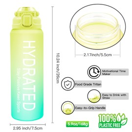 Wolepaz 1 litre Water Bottle with Straw, Motivational Sports Time Markings, Leakproof BPA-free Tritan Drink for Running, Bike, Gym, Outdoor, School & Office (Gradient Yellow Blue)