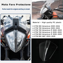 QJY-Motor Part-Store Motorcycle Front Headlight Protection for 390 ADV 2020-2023 790 Adventure/R/S 890 Adventure/R 2020-2022 890 SMT 2023-2025