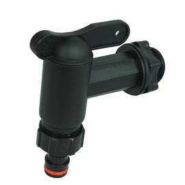 GASMIS Drain Tap for Rain Butt, Plastic Replacement Tap, Tap for Rainwater Barrel, Water Barrel - with Seal, Lock Nut and Tap Connector, 3/4 Inch 26.44 mm, Black, Pack of 1